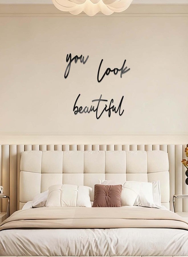 KOYILTD You Look Beautiful Wall Decor Inspirational Wall Decor Black Metal Wall Art Women Bathroom Decoration Aesthetic Room Decor for Home Bathroom Bedroom Living Room (Relaxing) - Image 2
